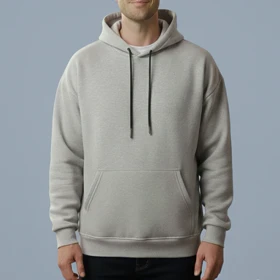 هودی باکسی طوسی ملانژ مدل ساده (بیسیک)