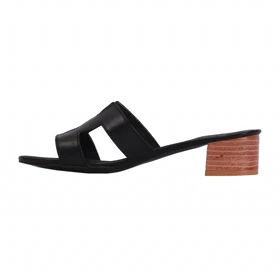 صندل پاشنه چوبی مدل هرمس_مشکی کد 1977