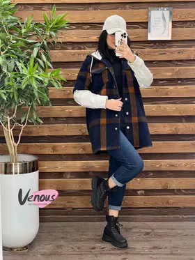 پالتو چهارخونه آستین دورس