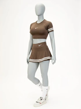 ست کراپ و دامن کشاله ران دار خط‌دار ورزشی فلامنت