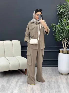 ست مانتو و شلوار دو جیب پیله