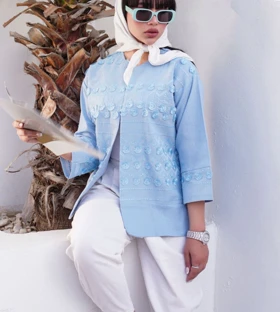 مانتو لینن خارجی خرجکار هندی زنانه طرح گل