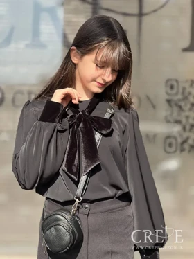 شومیز الیزه یقه کرواتی مخمل