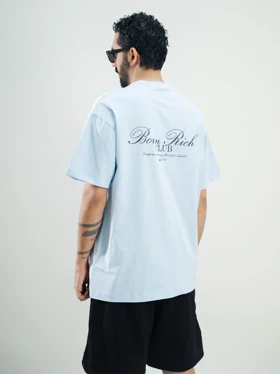 تیشرت مدل CLUB آبی روشن برند بورن ریچ born rich