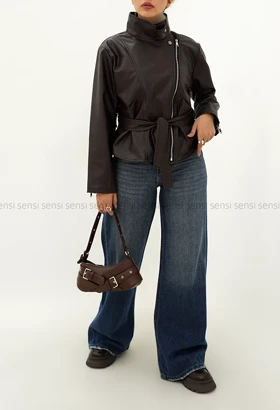 بایکر چرم یقه ایستاده کد1004937