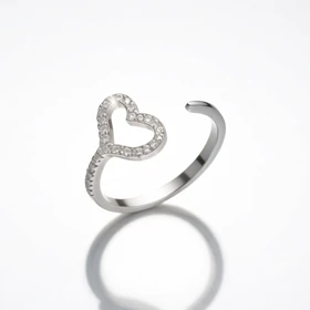 انگشتر نقره فری سایز دخترانه مدل قلب نگین‌دار