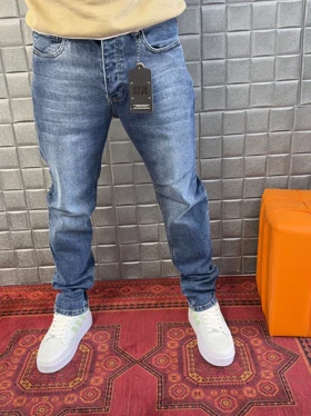 شلوار جین مردانه اسلیم فیت RAF SIMONS آبی ساده 002