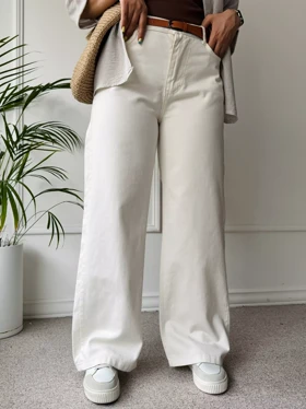 شلوار کتان نیم بگ نهال