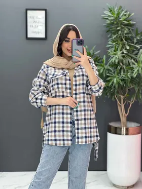 مانتو چهارخونه نخی سرجیب دوبل