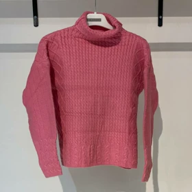 بافت زنانه یقه اسکی صورتی Fall 61