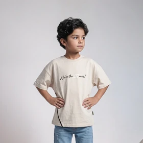 تیشرت بچگانه طرح Wire رنگ کرم سایز 40,45,50,55