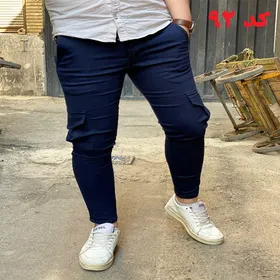 شلوار کتان مردانه جیب‌دار سرمه ای