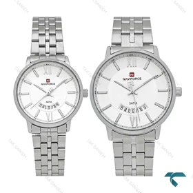 ساعت نیوی فورس NF9233 ست سیلور صفحه سفید NaviForce-7764-S