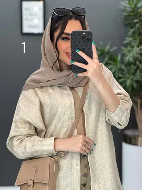 مانتو پیراهنی طرح دار لینن