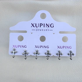 گوشواره صلیب نگین‌دار سیلور ژوپینگ