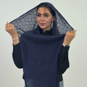 شال قلاب بافی دورگان (سرمه ای)