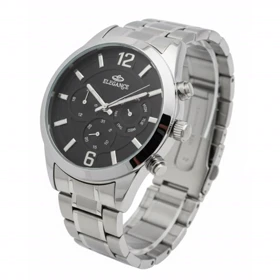 ساعت مردانه الگانس نقره ای صفحه مشکی