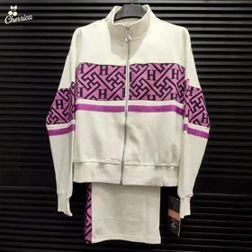 ست سویشرت و شلوار سفید و بنفش وارداتی زنانه کد 22