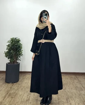 پیراهن مانتویی پاییزه تبسم همراه با کمربند