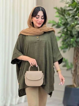 مانتو پانچ یقه دو دکمه هیما