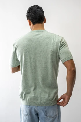 تیشرت آستین کوتاه بافت یقه گرد مردانه