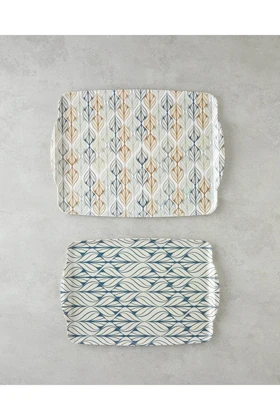 سینی دو تکه English Home مدل Cosy Stripe ملامین - آبی