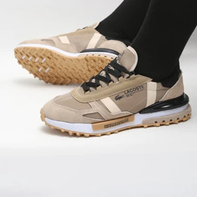 کفش و کتانی مردانه چرم طبیعی مدل لاگوست LACOSTE رنگ کرم کد 43329