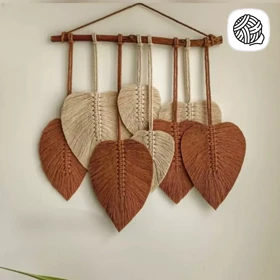 دیوار کوب مکرومه بافی مدل پر برگ کد 03 (طول50cm)