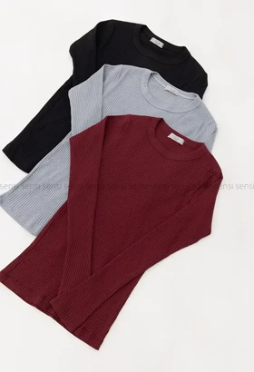 بلوزکبریتی کشی یقه گرد کد1005014