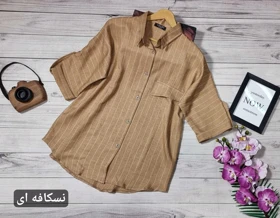 شومیز مانتویی پاگون دار راه راه کد 50221