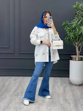 مانتو داکرون گلدوزی تک جیب