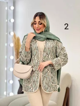 مانتو طرح دار نوار دوزی دو جیب