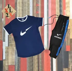 ست تیشرت آستین کوتاه و شلوار JUSTDOIT سرمه ای