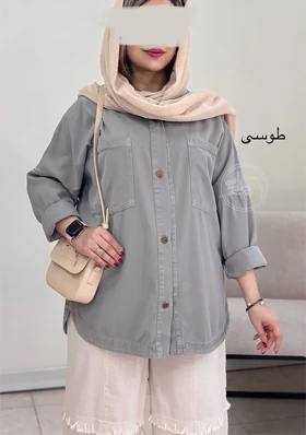 مانتو کتان مدادرنگی