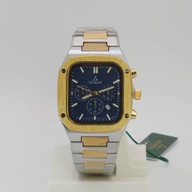 ساعت مچی مردانه فیترون Fitron 9950M با موتور کوارتز ژاپن و تاریخ دار (بند نقره ای طلایی با صفحه سورمه ای)