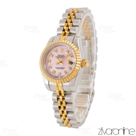 ساعت رولکس دیت جاست زنانه دورنگ طلایی صفحه صورتی 104866