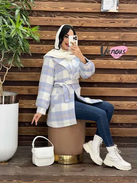 پالتو چهارخونه کمردار