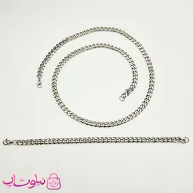 ست دستبند و گردنبند مردانه کارتیه مدل استیل سیلور