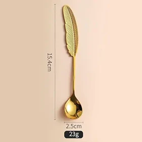قاشق 6 عددی طلایی طرح پر