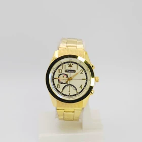 ساعت مچی مردانه نانسی Nanxi با موتور کوارتز و سبک 3موتوره (بند طلایی صفحه سفید)