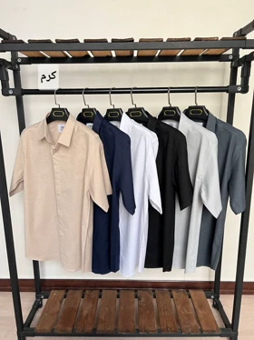 ✨پیراهن استین کوتاه دکمه مخفی 2538✨