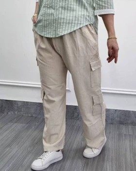 شلوار الیاف کارگو K7461 (کرمی)