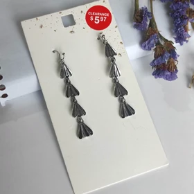 گوشواره آویز بلند طرح بادبزنی زنانه (چند طبقه) – آبکاری نقره