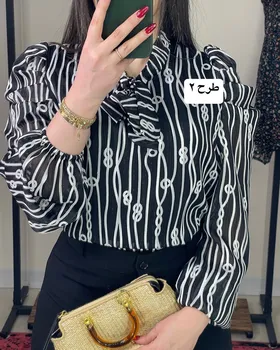 شومیز آستین پفی طرح‌دار