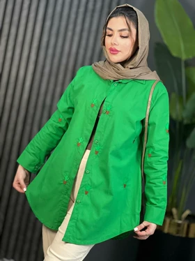 مانتو لینن گلدوزی کاکتوس کد 1633