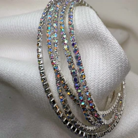 دستبند استیل طرح «تنیسی» هفت رنگ | تک‌ردیفه (فروش دانه‌ای)