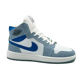 کفش کتانی اسپرت ساق‌دار مردانه رنگ طوسی آبی مدل نایک NIKE Jordan 1 low