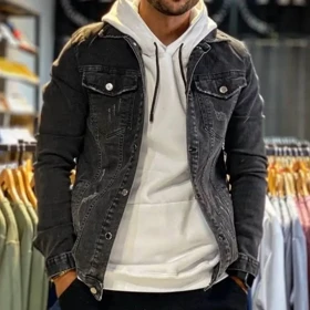 کت جین زغالی مردانه [اورجینال دیلم] کد 5646