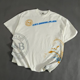 SIZE XXL-XL تیشرت لش اورجینال برند معتبر Dave & Buster's امریکا مدل EAT-DRINK-PLAY