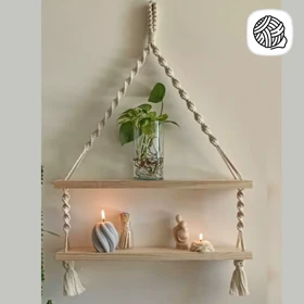 شلف دیواری مکرومه بافی دو طبقه کد 01 (طول 50cm)